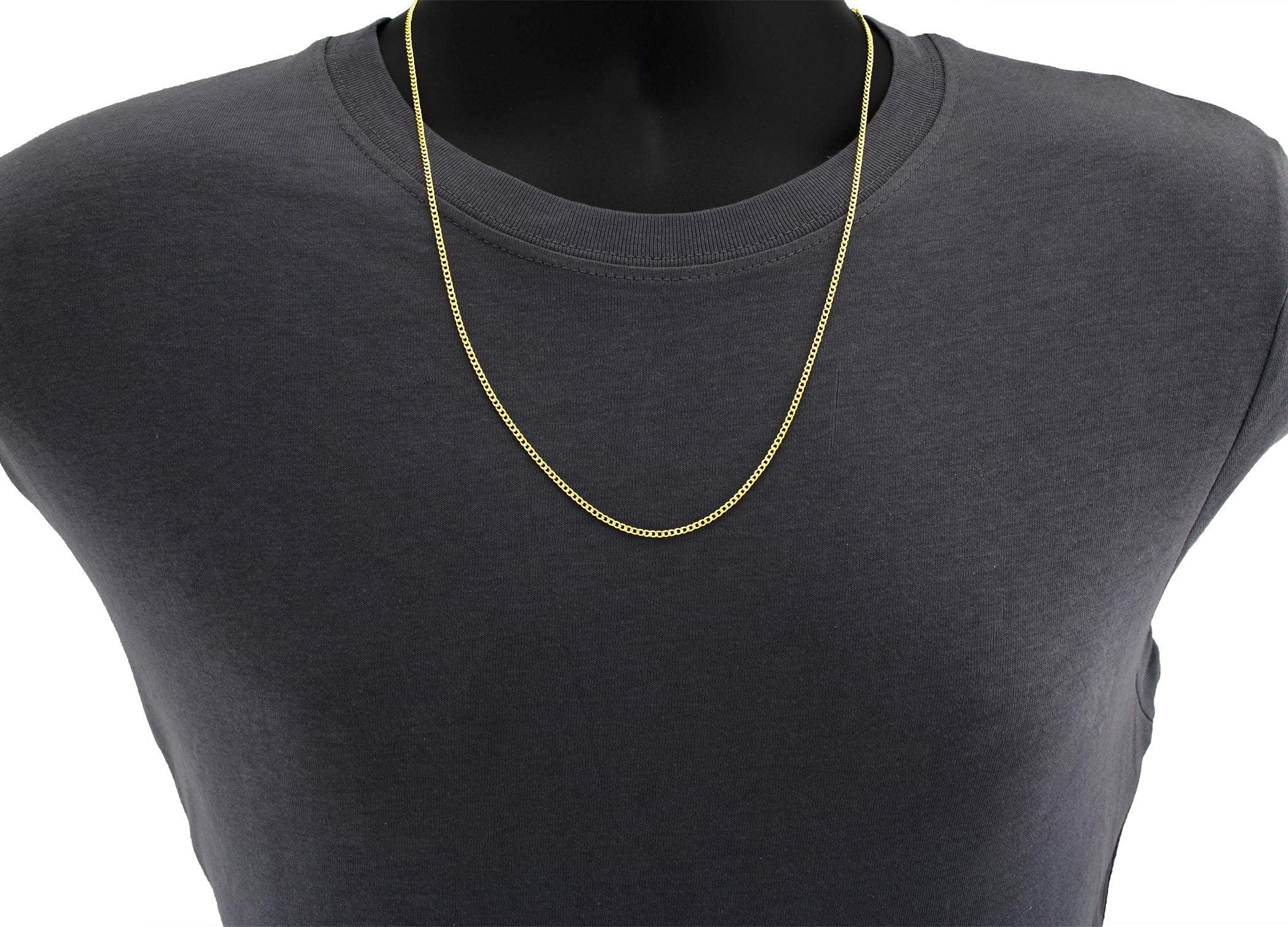 Verona Jewelers 10K Gold Unisex 2.2mm Italian Cuban Curb Link Chain Necklace- 10K Necklaces, 10 Karat Gold Chain, 16" 18" 20" 24" 30" (30.00, 2.2MM)