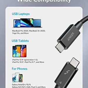 Anker Thunderbolt 4 Cable 2.3 ft, USB-C to USB C Cable, Supports 8K Display/40Gbps Data Transfer/100W Charging, for iPhone 15 Pro, MacBooks, iPad Pro (Intel Thunderbolt Certified), Monitor Connection