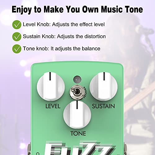 Musiclily Fuzz Pedal, Pro Octave Fuzz Guitar Pedal, DC 9V Adapter Powered True Bypass for Electric Guitar and Bass (Green)