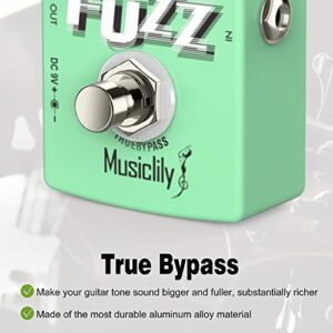 Musiclily Fuzz Pedal, Pro Octave Fuzz Guitar Pedal, DC 9V Adapter Powered True Bypass for Electric Guitar and Bass (Green)