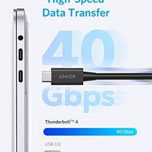 Anker Thunderbolt 4 Cable 2.3 ft, USB-C to USB C Cable, Supports 8K Display/40Gbps Data Transfer/100W Charging, for iPhone 15 Pro, MacBooks, iPad Pro (Intel Thunderbolt Certified), Monitor Connection