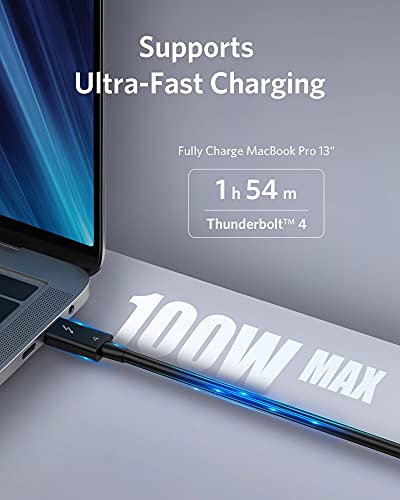 Anker Thunderbolt 4 Cable 2.3 ft, USB-C to USB C Cable, Supports 8K Display/40Gbps Data Transfer/100W Charging, for iPhone 15 Pro, MacBooks, iPad Pro (Intel Thunderbolt Certified), Monitor Connection