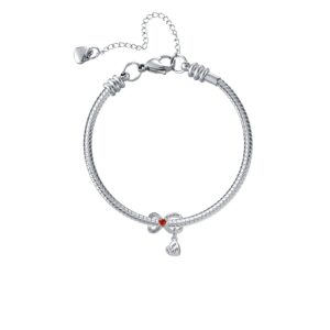 MZC Jewelry Mother and Daughter Infinity Heart Charm for Pandora Bracelets I Love You Red Crystal Bead