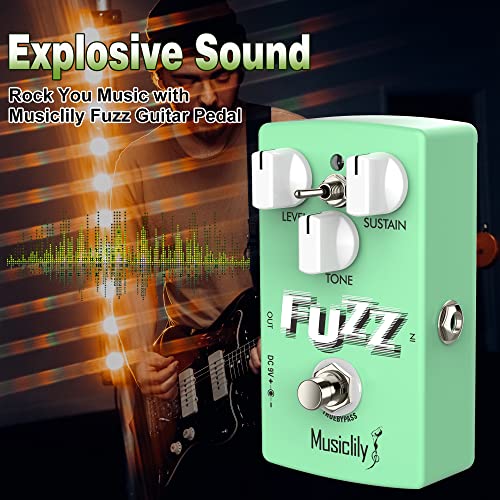 Musiclily Fuzz Pedal, Pro Octave Fuzz Guitar Pedal, DC 9V Adapter Powered True Bypass for Electric Guitar and Bass (Green)