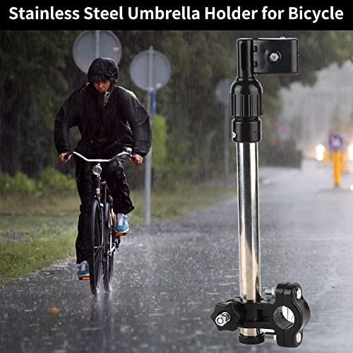 Kafuty-1 Adjustable Umbrella Holder for Bicycle Stroller Wheel Chair, 360 Degree Adjustable Stainless Steel Outdoor Umbrella Holder, for Carts Electric Bicycle Walker Rollator