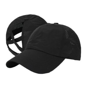 Cross Hat Womens Baseball Cap -Cross Ponytail Black