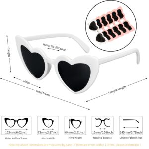 PHABULS 6 Pack Heart Shaped Cat Eye Sunglasses, Vintage Retro Goggles for Women and Girl, Set of 6 Bulk for Bride and Bridesmaids Bachelorette Party (5 Pink+ 1 White)