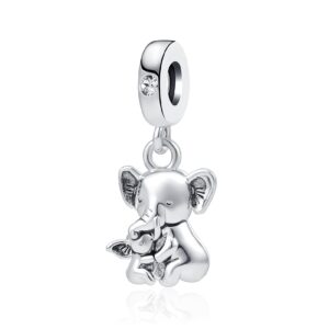 MZC Jewelry Elephant Charm for Pandora Bracelets Mother Daughter Bead for Women