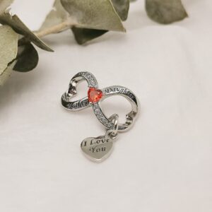 MZC Jewelry Mother and Daughter Infinity Heart Charm for Pandora Bracelets I Love You Red Crystal Bead