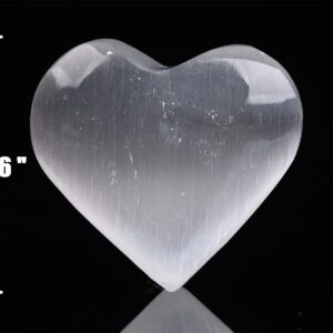 AMOYSTONE 20Pcs Selenite Crystal Heart Worry Stone 1.4-1.6" - Puffy Palm Pocket Heart Stone for Cleansing, Protection and Home Decoration Gift