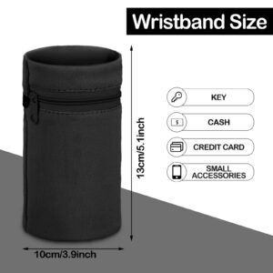 6 Pieces Wrist Wallet Pocket Wrist Zipper Pouch for Women Men Running Walking Hiking Jogging Sweatbands Phone Coin Keys Storage (Grey, Black, Blue)