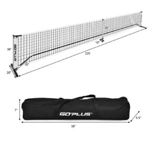 Goplus Portable Pickleball Net System, 22 FT Regulation Size Net W/Steel Frame, an 600D Oxford Fabric Carry Bag, Quick Set, All-Weather-Condition Pickleball Net for Indoor and Outdoor