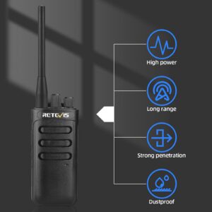 Retevis RB85 Walkie Talkies for Adults Long Range, High Power 2 Way Radio with Earpiece, Rechargeable Two Way Radios, AI Noise Cancelling, for Security, Hotel(2 Pack)