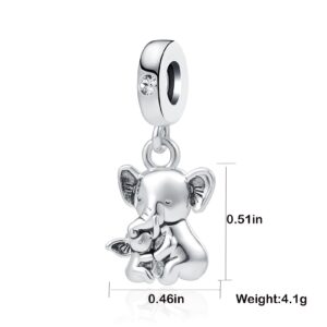 MZC Jewelry Elephant Charm for Pandora Bracelets Mother Daughter Bead for Women