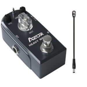 AZOR Heavy Metal Distortion Guitar Effects Pedal 3 Modes Controls with Guitar Pedal Power Cable