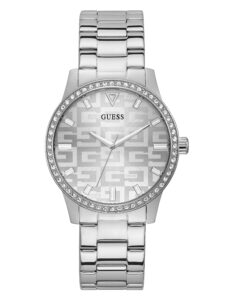 guess factory silver-tone logo analog watch