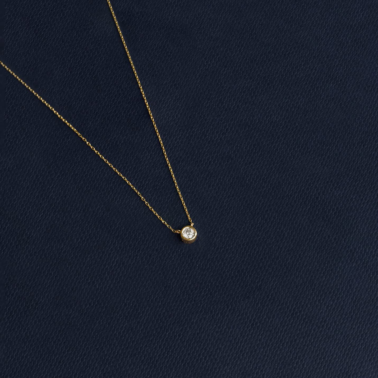 Diamond Solitaire Necklace | 14k Yellow Gold Necklaces for Women | 14k Solid Gold Bezel Set Pendant Necklace | Dainty Round Cut Diamond Jewelry | Gifts for Christmas, 18"