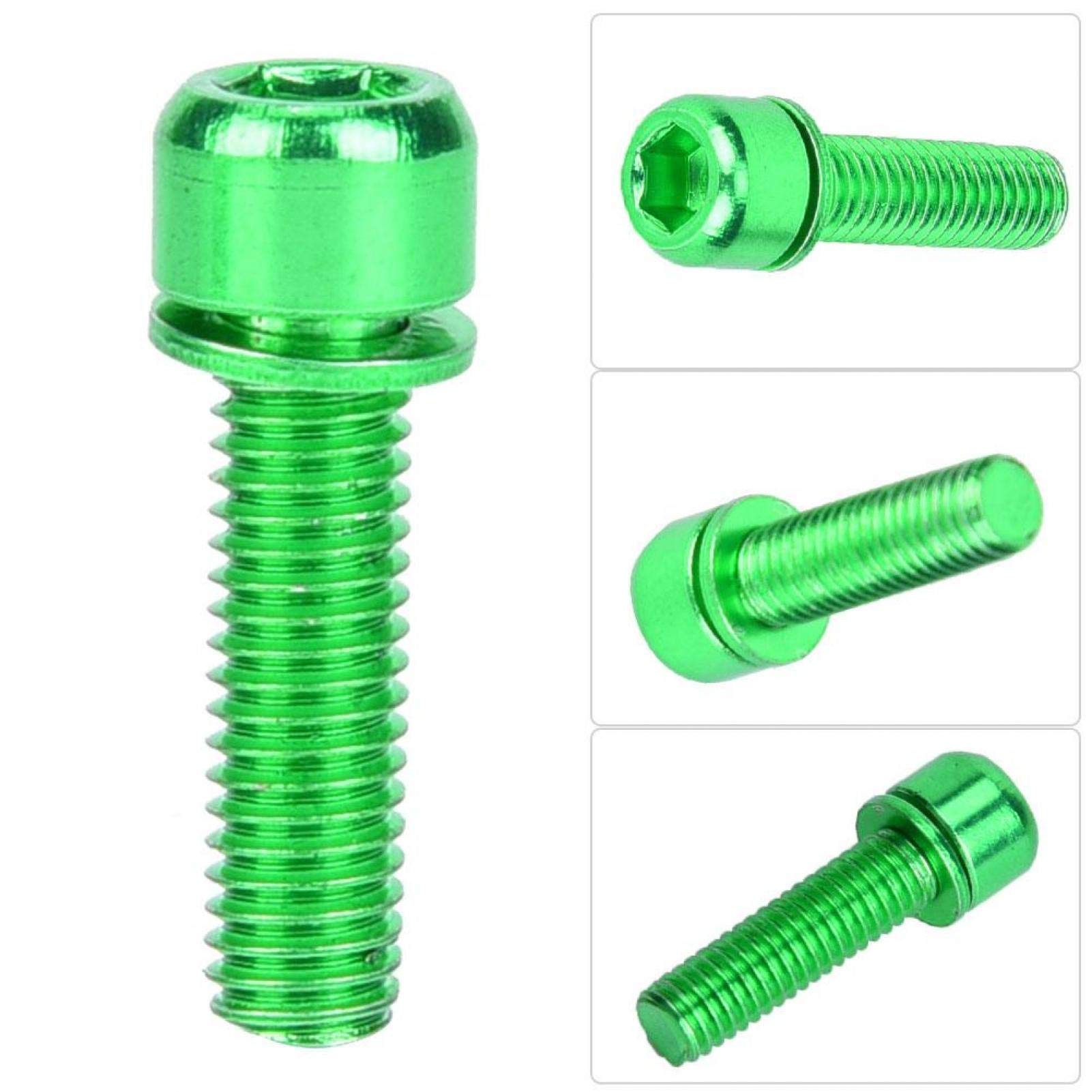 6pcs M5x25mm Bike Water Bottle Cage Bolts, Titanium Alloy M5 Hex Socket Tapping Screw for Bottle Holder Bracket Rack Cycling Bracket Bolt for Bike Bottle (Green)