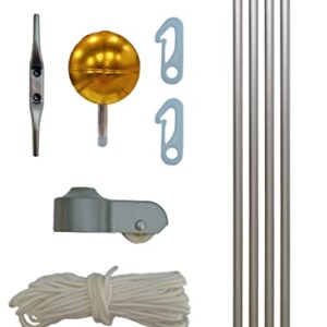 Service First Heavy Duty Delta Sectional Flag Pole Complete Kit (20 Foot, Silver)