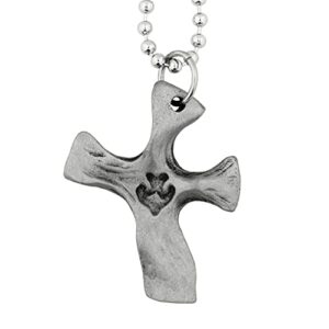 Cross Pendant Necklace,Unique Clinging Cross Design,Includes Sturdy Silver-Tone Chain,Great Christian Gift for First Communion, Confirmation, Graduation, and Thinking of You,Made in the USA grey