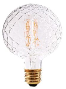 vintage led edison bulb g30 g95 4w dimmable led filament bulb globe pineapple shaped light bulb 2300k warm white e26 400lm equivalent 40w incandescent (clear)