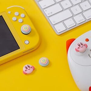 PERFECTSIGHT Cute Switch Thumb Grip Caps Compatible with Nintendo Switch OLED/Lite Console, Kawaii Soft Silicone Analog Stick Button Cover for NS Joycon Controller, 4PCS Joystick Cap for Kirby Fans