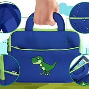 Kids Tablet Carrying Case, 7-10.5 inch Universal Neoprene Zipper Sleeve Tablet Bag Compatible with All Fire Kids, Kids Galaxy and Apple iPad Kids Tablets.(Blue Dino)