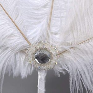 Feather Fan Bridal Bouquet Ostrich Marabou Handheld Crystal Flapper Accessories for Dance - CW