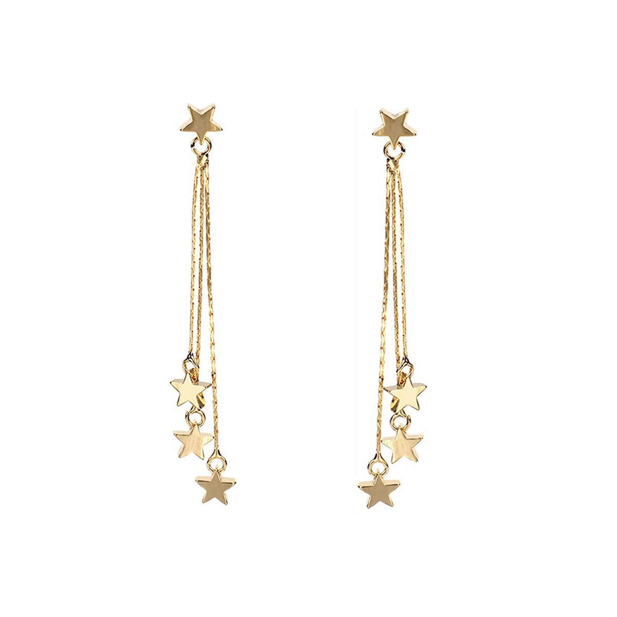 Meteor Star Pendant Earrings for Women Jewelry Gold Silver Lucky Star Dangle Earrings Long Star Tassel Drop Earrings (Star Tassel Earrings-Gold)