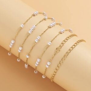 Vivilly Pearl Waist Chain Gold Simple Belly Chains Beach Waist Jewelry Accessories for Women and Girls (Gold)