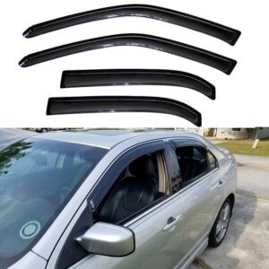 puermto 94550 side window visor wind deflector, 4pcs out-channel rain guards set fit for 2006 lincoln zephyr&2007-2012 lincoln mkz& 2006-2012 ford fusion&2006-2011 mercury milan