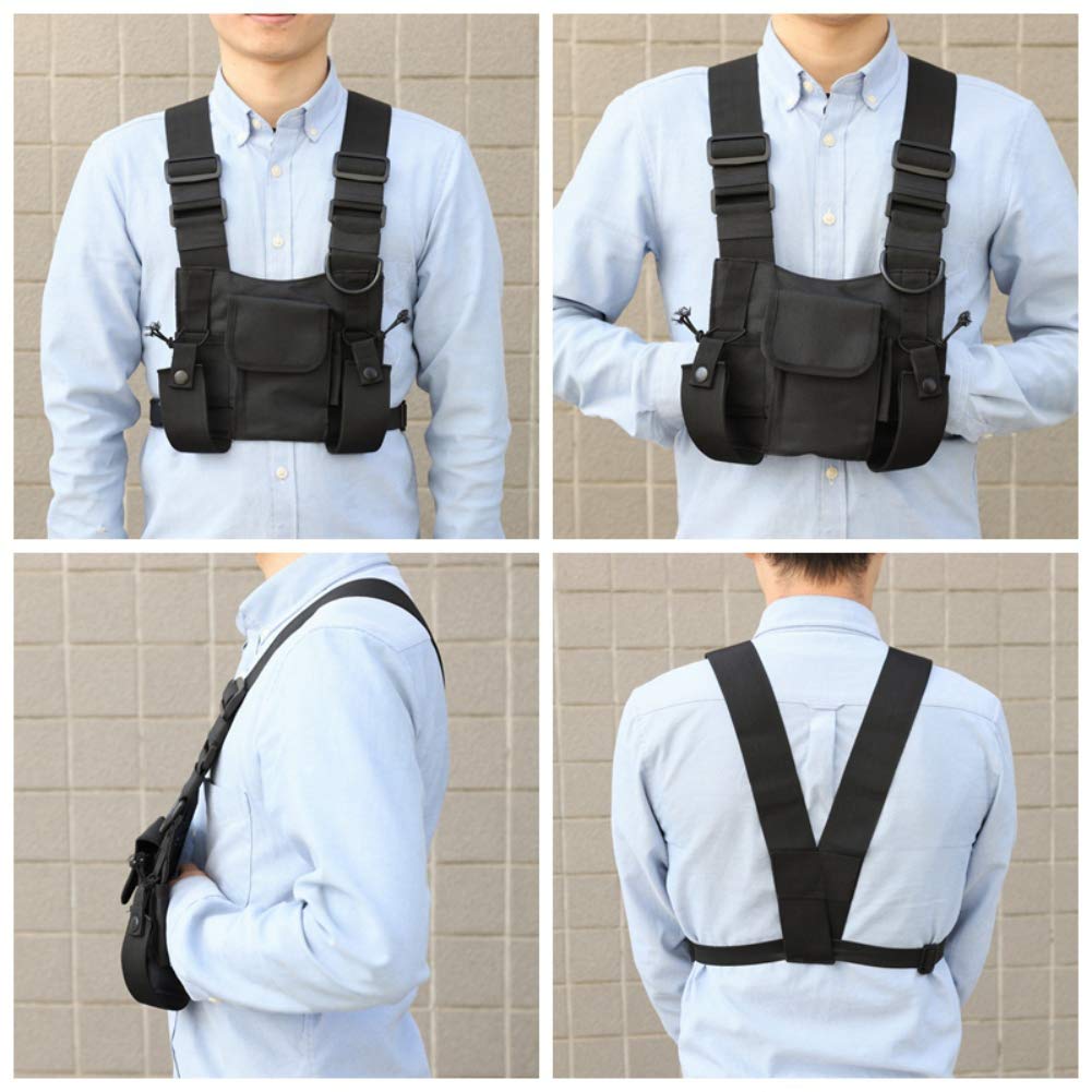 CZDLDNXS Multi-Pocket Chest Rig Bag Utility Vest Chest Bag for Men Hands Free Radio Front Pack Pouch Hip Hop Chest Pack Functional Tactical Harness for Women Running Exercise Hiking Camping