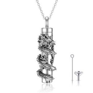 CHENGHONG Cremation Jewelry for Ashes 925 Sterling Silver Dragon Urn Necklaces for Ashes Keepsake Necklace for Dragon Promise Memorial Jewelry Christmas Gifts for Women Men