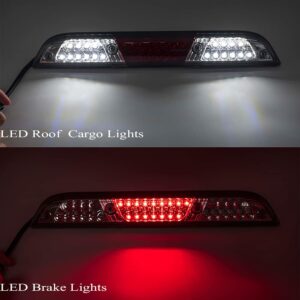 Clear Lens Red/white LED 3rd Third Brake Light for 2017-2021 Ford F-250 F-350 F-450 Super Duty with Strobe Feature Cargo/reverse lamp OEM High Mount Brake Lamp