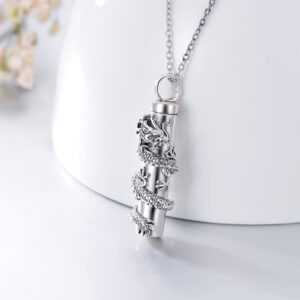 CHENGHONG Cremation Jewelry for Ashes 925 Sterling Silver Dragon Urn Necklaces for Ashes Keepsake Necklace for Dragon Promise Memorial Jewelry Christmas Gifts for Women Men