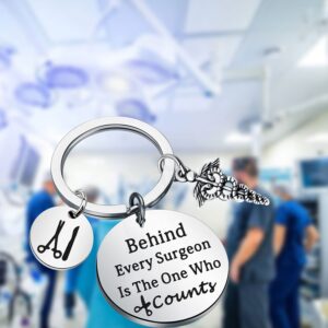 ENSIANTH Surgical Tech Gift Surgical Technologist Keychain Behind Every Surgeon is The One Thank You Gift for Surgical Tech (Surgical Tech Key)