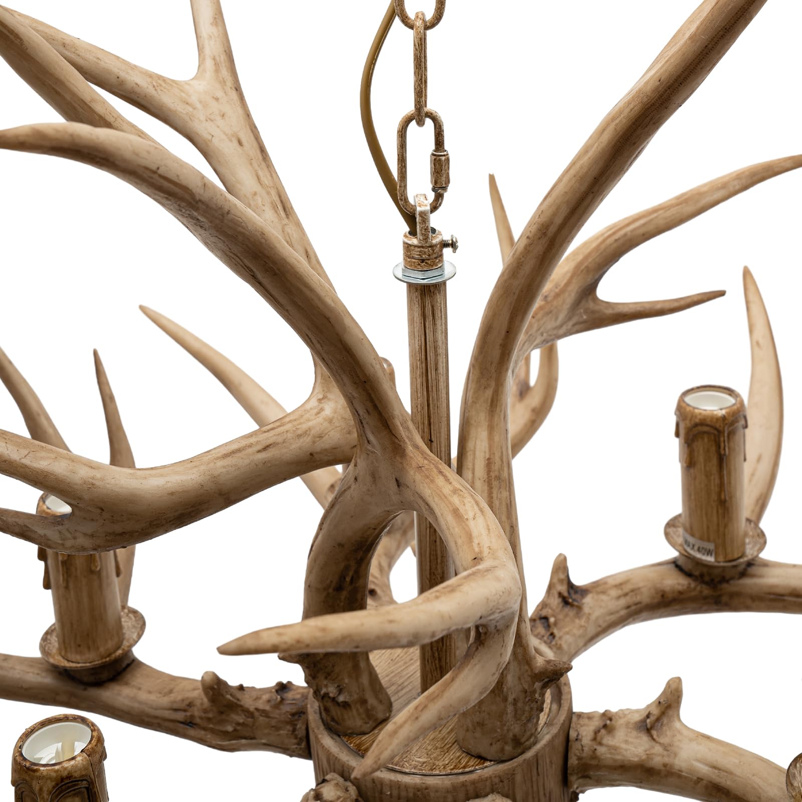 Gdrasuya10 Retro Resin Antler Chandelier, Vintage Antler Chandelier Deer Horn Pendent Light Fixture for Living Room Dining Room Bedroom Christmas,without Bulb (A)