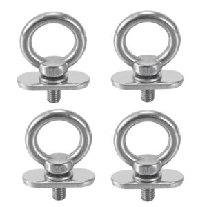 4 Packs Track Mount Tie Down Eyelets, M6 Bolt, Stainless Steel, Hold Your Bungee Cord or Ropes Rowing Inflatable, Kayak Track Accessories(No Track Included)