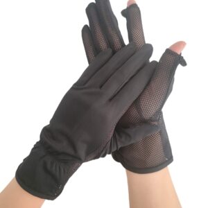 CAMSTIC Women's UPF 50+ Summer Breathable UV Protection Touch Screen Driving Gloves, Black