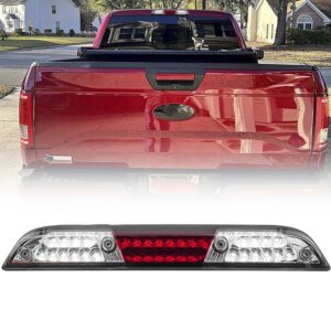 Clear Lens Red/white LED 3rd Third Brake Light for 2017-2021 Ford F-250 F-350 F-450 Super Duty with Strobe Feature Cargo/reverse lamp OEM High Mount Brake Lamp