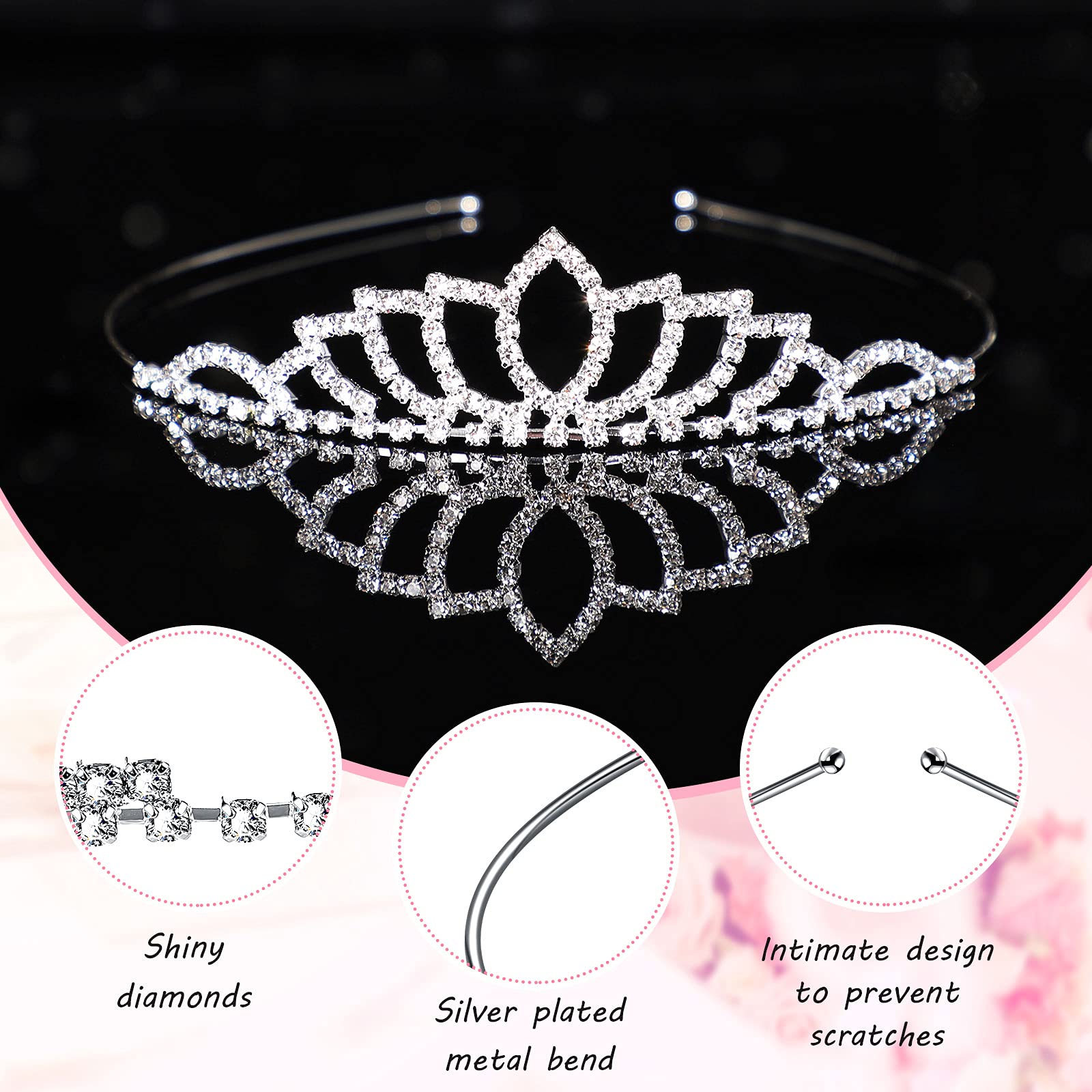 Hicarer 20 Pieces Girls Tiara Crown Bulk Silver Princess Tiaras Crystal Headband for Girls Wedding Birthday Party(Cute Style)