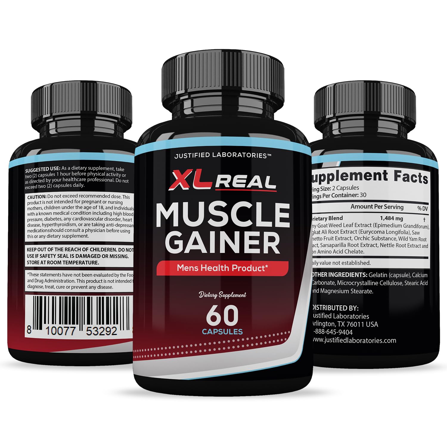 (2 Pack) XL Real Muscle Gainer Advanced Men's Heath Formula 60 Capsules