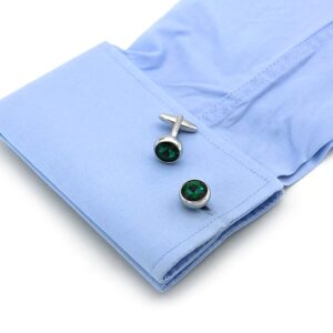 iGame Men's Luxury Crystal Cufflinks Green Color Stone Quality Wedding Cuff Links with Gift Box