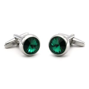 iGame Men's Luxury Crystal Cufflinks Green Color Stone Quality Wedding Cuff Links with Gift Box