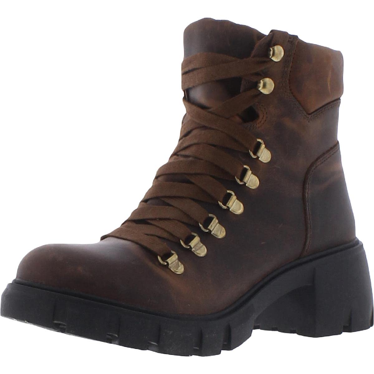 Steve Madden Women's Hint Hiking Boot, Cognac Leather, 7.5