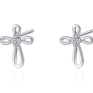 Rnivida 925 Sterling Silver Infinity Cross Stud Earrings for Women