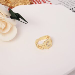 HUASAI Z Initial Ring for Women Gold Ring with Initial Letter Open Ring Chunky Adjustable Alphabet Ring for Men(Z)