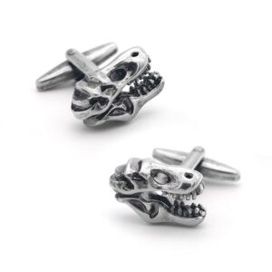 igame men's dinosaur skull cufflinks novelty animal head design vintage color brass cuff links with gift box