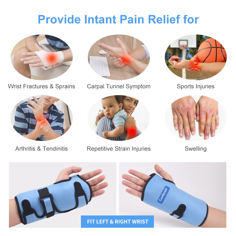 Comfpack Wrist Ice Pack Wrap for Carpal Tunnel, Hand Ice Pack for Arthritis, Reusable Hot Cold Therapy Wrist Brace Pain Relief for Rheumatoid, Tendonitis, Mommy Wrist, Swelling, Surgery, Inflammation