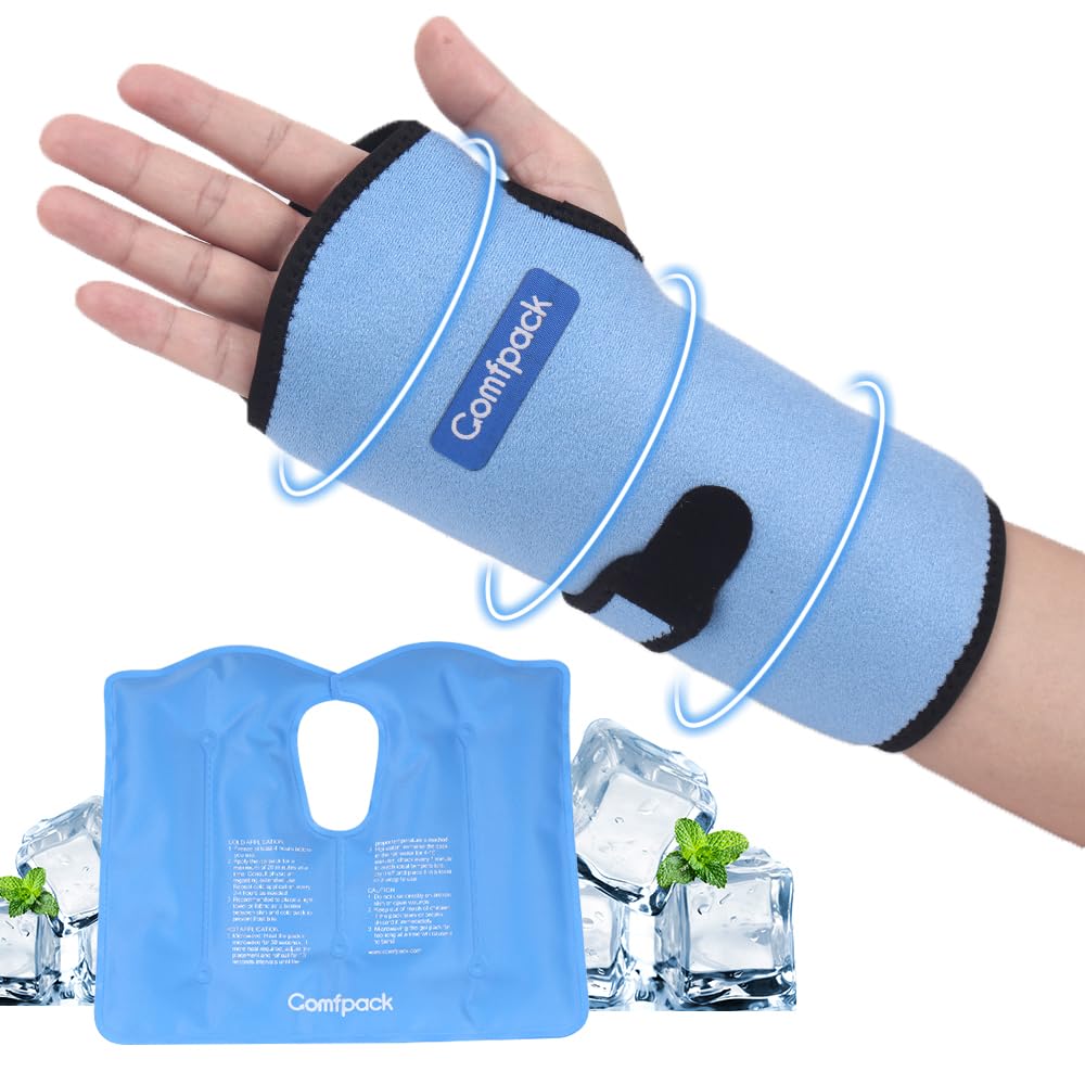 Comfpack Wrist Ice Pack Wrap for Carpal Tunnel, Hand Ice Pack for Arthritis, Reusable Hot Cold Therapy Wrist Brace Pain Relief for Rheumatoid, Tendonitis, Mommy Wrist, Swelling, Surgery, Inflammation